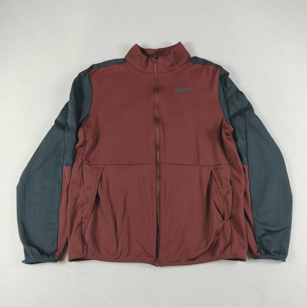 Nike Dri-Fit Jacket Mens Medium Red Black CU4947-624 Full Zip Running Training